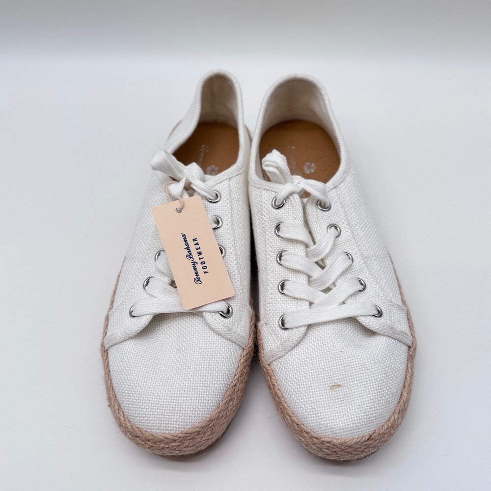 Tommy Bahama Galana Sneakers Mens 10 White Espadrille Jute Trim Canvas Shoes